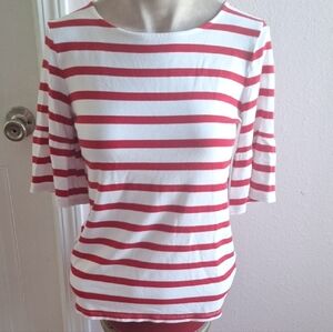 Talbots Short Sleeve Top with Red and White Stripes